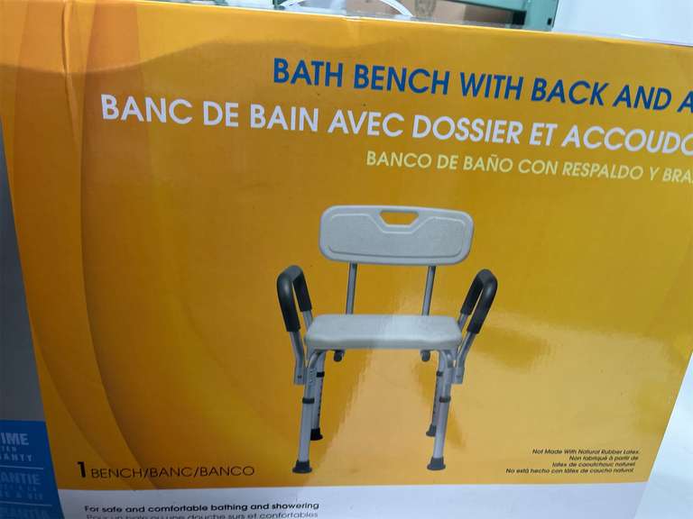 Medline Shower Chair Bath Seat with Padded Armrests and Back, Great for Bathtubs, Supports up to 350 lbs, 1 Count 86