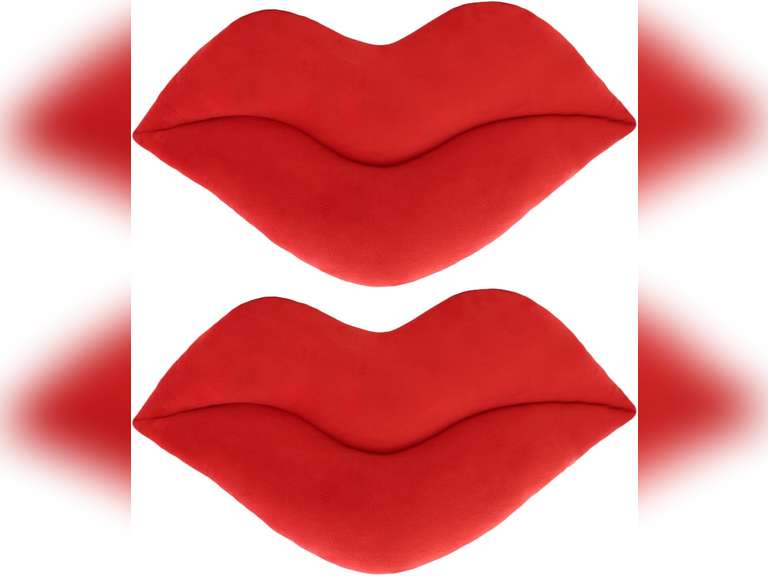 zhidiloveyou 2PCS 16" Lip Plush Red Small Decor Pillow Cute Hug Toy Soft Lip Shaped Cushion 13