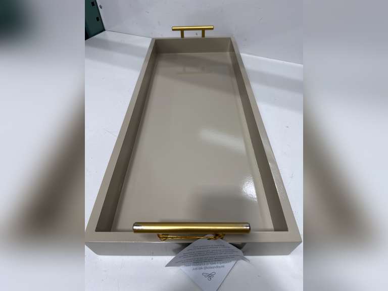 Kate and Laurel Lipton Narrow Rectangle Wood Accent Tray, 10x24, Natural 53