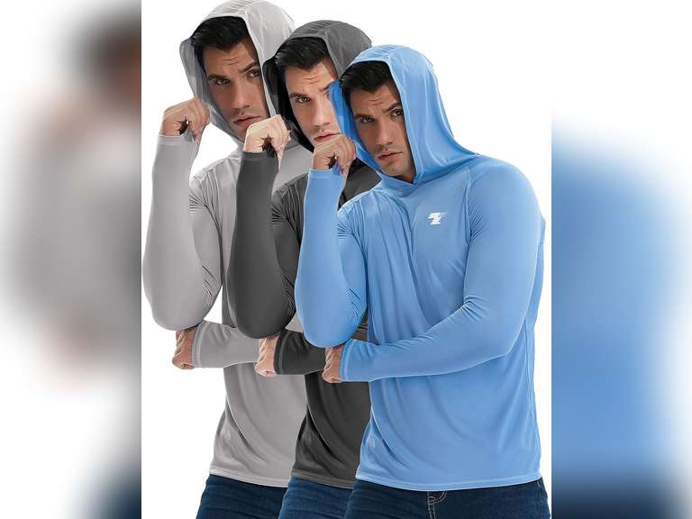 TELALEO 3/2 Pack Men's UPF 50+ Sun Protection Lightweight Hoodie Performance Long Sleeve SPF UV Shirt for Fishing Running size XL 33