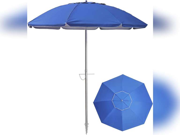 7ft Beach Umbrella with Sand Anchor & Tilt 186