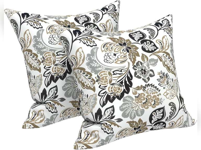 LVTXIII Outdoor/Indoor Throw Pillows, Decorative Throw Pillows with Inserts, 18"x18" Square Pillows for Bed, Couch, Sofa and Patio Furniture, Set of 2, Dailey Tan 43