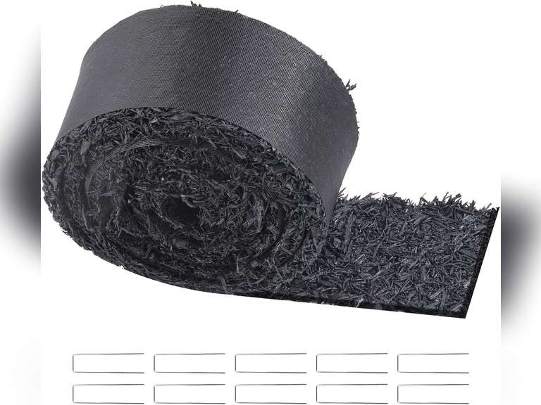 VEVOR Rubber Mulch for Landscaping, Recycled Rubber Mulch Mat 120 x 4.5 in, Permanent Rubber Pathway, Natural-Looking Black Mulch Garden Edging Border for Plants, Vegetables & Flower Garden Barrier 18