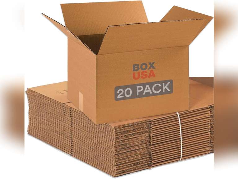 BOX USA Pack of 20 Medium Moving Boxes 18" L x 14" W x 12" H 46