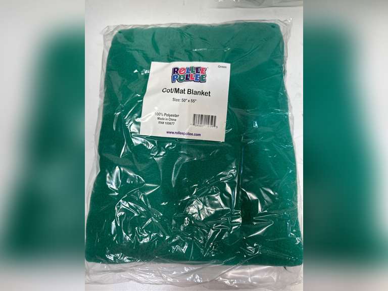 Rollee Pollee Green Fleece Cot Blanket size 50x55 16