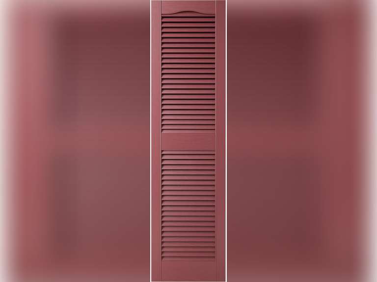Lifetime Vinyl LL1S14X05500WN Standard Cathedral Top Center Mullion, Open Louver Vinyl Shutters, w/Installation Shutter-Lok's & Matching Screws (Per Pair), 14.5""W x 55""H, Wineberry 59