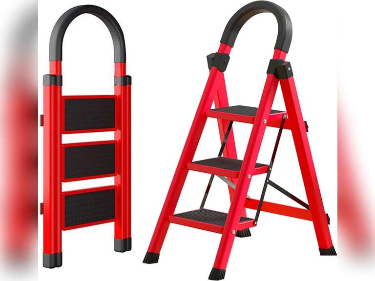 Step Ladder 3 Step Ladder Folding Step Stool,3 Step Stool with Anti-Slip and Wide Pedal,Portable Foldable Step Ladder with Handgrip 550 lbs Capacity Step Stool 33