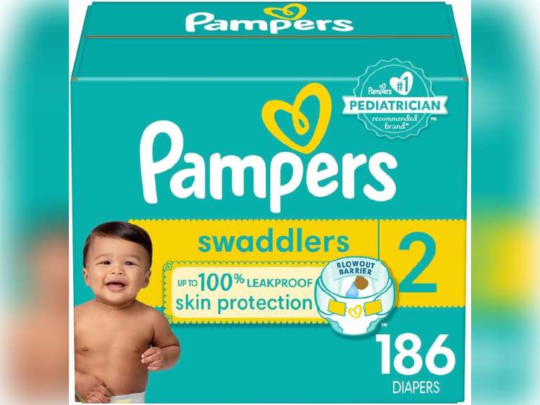 Pampers Baby Diapers - Swaddlers - Size 2, 186 Count, Ultra Absorbent Disposable Infant Diaper 56