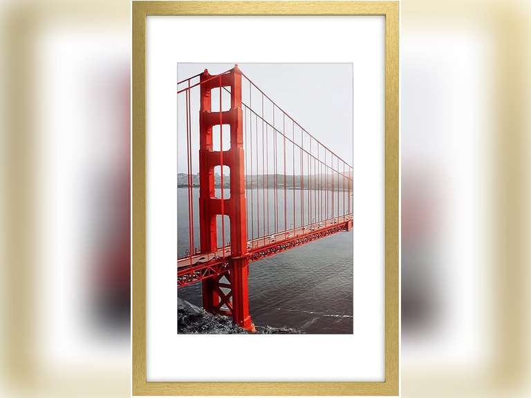 Frametory, 16x24 Frames Display 12x18 Picture with Mat or 16x24 Photo Without Mat, Shatter-Resistant Glass, Pre-Installed Wall Mounting Hardware - Gold 28