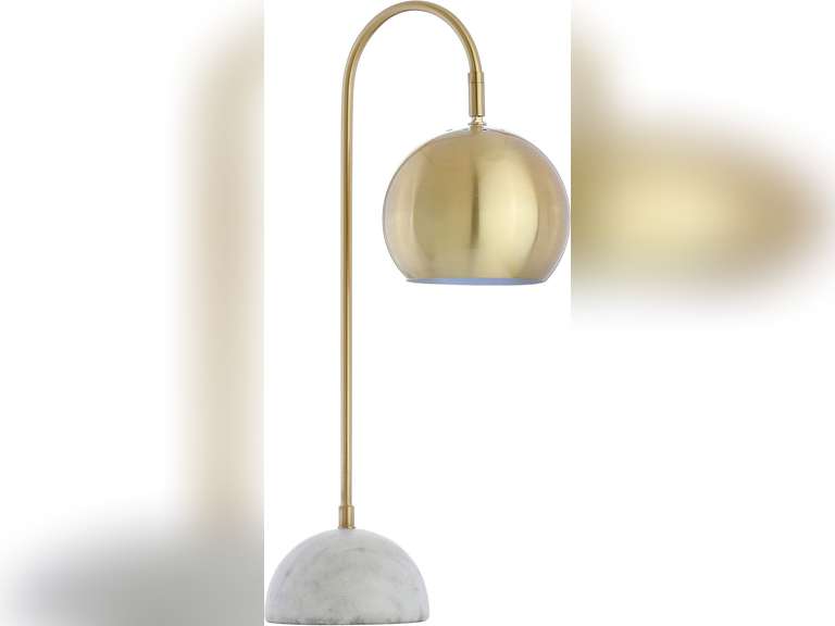 JONATHAN Y JYL6000A Stephen 23.5" Metal/Marble LED Table Lamp Contemporary Modern Bedside Desk Nightstand Lamp for Bedroom Living Room Office College Bookcase LED Bulb Included, Brass Gold/White 128