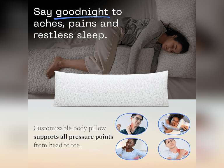 Coop Home Goods Original Body Pillow, Adjustable Body Pillows for Adults, 20x 54 Long Pillow for Bed, Back, Shoulder, Hip & Knee Side Sleeper Pillows for Adults with Memory Foam & Washable Cover 99