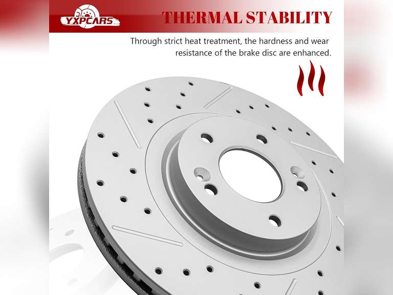 Ceramic Front Brakes Pad and Rotors Drilled Slotted Vented Replacement Disc Brake Kits for Kia Sorento 2014-2015,for Hyundai Santa Fe Sport 2013 2014 2015 2016 2.4L/2.0L 107