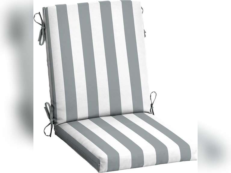(2 Pack) Arden Selections Outdoor Dining Chair Cushion 44x 20, Water Repellent, Fade Resistant 44x 20, Stone Grey Cabana Stripe 65