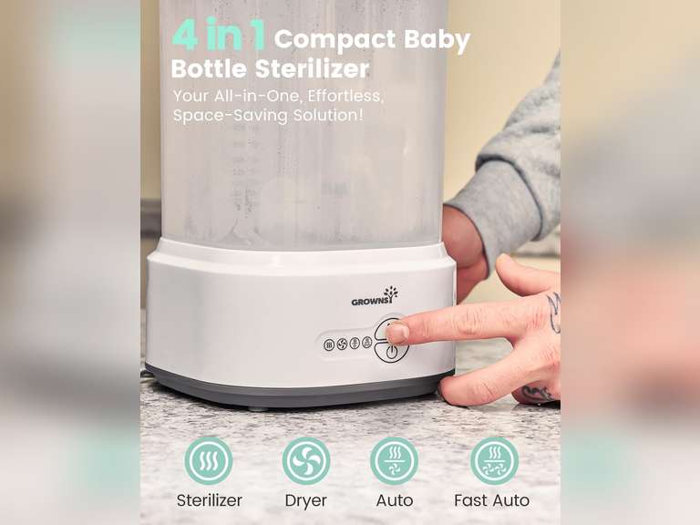 GROWNSY Bottle Sterilizer and Dryer, Compact Electric Steam Baby Bottle Sterilizer (Esterilizador de Biberones), Bottle Sanitizer for Baby Bottles, Pacifiers, Pump Parts 50