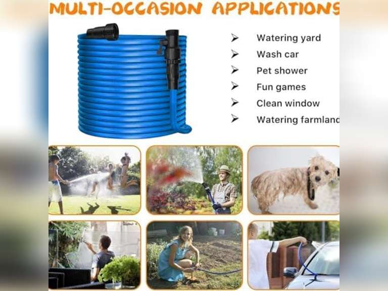 75FT Garden Hose, Water Hose, SPUAE Elastic Garden Hose with 3/4" Fittings, Triple-layer Core, Garden Hose Useful House Gifts for Outdoor Lawn Car Watering Plants 32