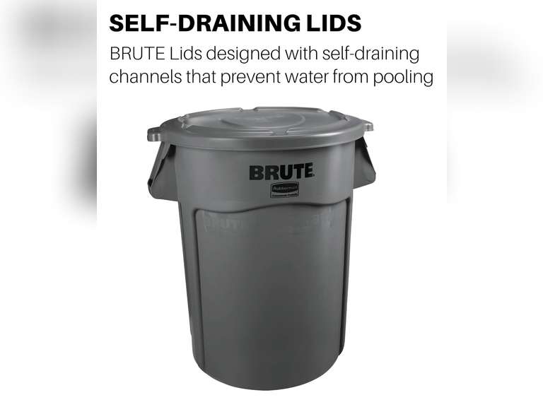 Rubbermaid Commercial Products Brute Snap-On Lid 121 Litre Grey FG263100GRAY 20
