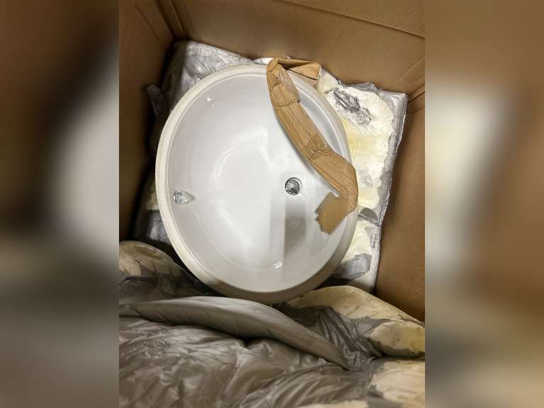 MSI 17 inch x 14 inch Oval Porcelain Ceramic Undermount Bathroom Vanity Vessel Sink, Bisque 224