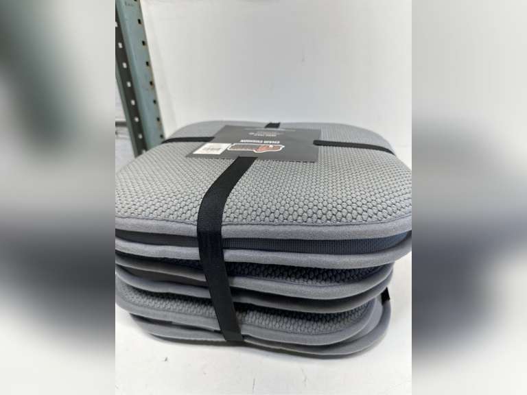 GORILLA GRIP Slip Resistant Chair Cushions, No Ties Required, Set of 6 Memory Foam Pads for Dining Room, Kitchen Table, Office, Rocking Chairs, Plush Seat Cover Cushion Pad, Home Decor, 16x16, Gray 69
