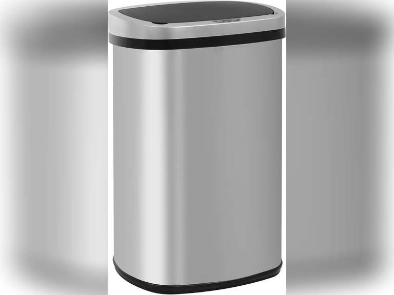 Furniture of America Verbena 13 Gallon Metal Household Trash Can Motion Sensor Lid for Kitchen, White 97