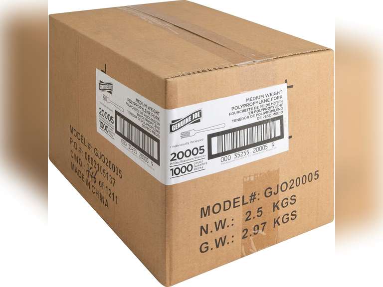 Genuine Joe fork, medium-weight, 1000/count, white 36