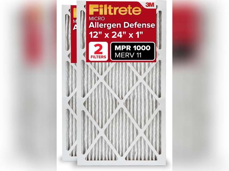 Filtrete 12x24x1 AC Furnace Air Filter, MERV 11, MPR 1000, Micro Allergen Defense, 3-Month Pleated 1-Inch Electrostatic Air Cleaning Filter, 2 Pack (Actual Size 11.719x23.72x0.85 in) 21