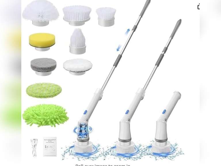 Tornado Scrub Electric Power Scrubber, 360 Rotating Brush, USB Rechargeable, IPX6 Waterproof, Multi-Brush Attachments 30