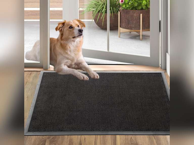 Door Mat Indoor Entrance, Outdoor Mats for Front Door, Non Slip Mat Inside and Outside, Entry Mat Doormat for Entryway, Washable Floor Mats, All Seanson Sturdy Natural Rubber Rug, 36x24 Inch, Black 49