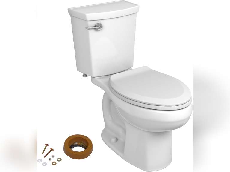 American Standard H2Optimum Two-Piece Toilet with Slow-Close Seat and Wax Ring, Elongated Front, Left Hand Flush, White, 1.1 gpf 253