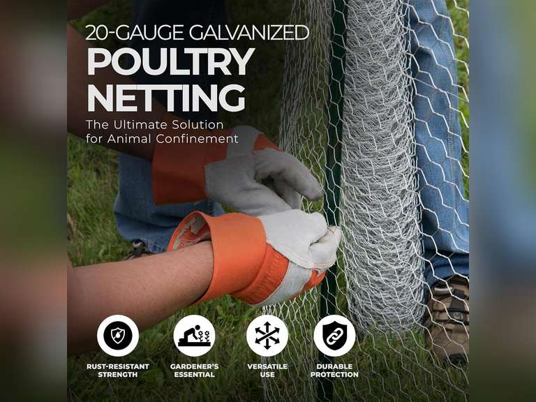YARDGARD 308495B 2 Inch Hexagonal Mesh, 36 Inch by 150 Foot 20 Gauge Galvanized Poultry (Chicken) Netting Fence 38