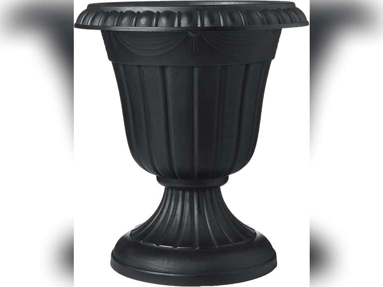 Arcadia Garden Products PL10BK Classic Traditional Plastic Urn Planter, 15" x 13", Black (2Pack) 69