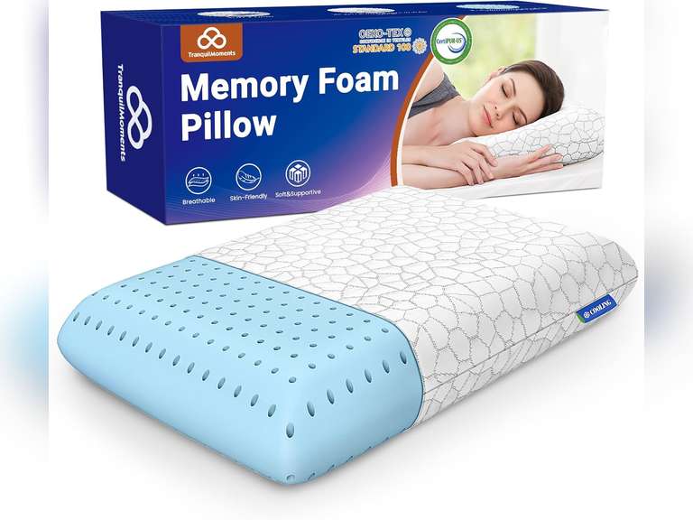 Memory Foam Pillows, Bed Pillow for Side,Back and Stomach Sleepers,Neck Pillow for Sleeping with Removable and Machine Washable Cover, Standard Size (1 Pack) 21