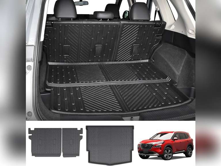 Cargo Mat Fit for 2021-2024 Nissan Rogue Cargo Liner TPE Trunk Mat All Weather Seats Back Protector for 2024 Nissan Rogue Accessories(Cargo Mat+Backrest Mat, Non Sport Model) 88