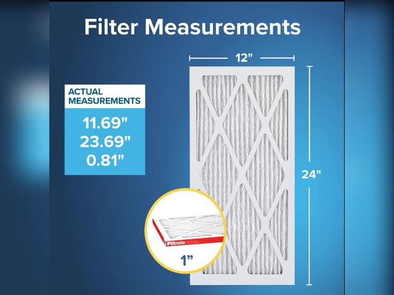 Filtrete 12x24x1 AC Furnace Air Filter, MERV 11, MPR 1000, Micro Allergen Defense, 3-Month Pleated 1-Inch Electrostatic Air Cleaning Filter, 2 Pack (Actual Size 11.719x23.72x0.85 in) 21