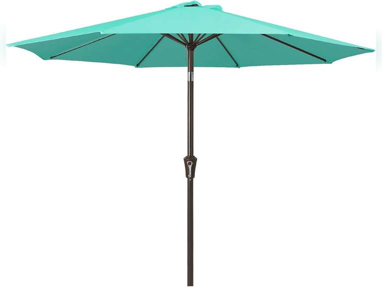 JEAREY 9ft Outdoor Patio Umbrella with Push Button Tilting and Crank Handle Market Umbrella 8 Sturdy Ribs UV Protection Waterproof Garden Deck Backyard Pool (Teal) 40