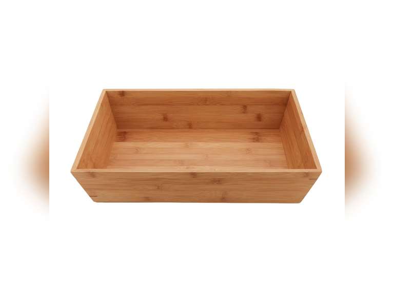 G.E.T. Enterprises BAMTRY-02 18" x 12" Bamboo Rectangular Tray, 4" Deep, Bamboo 70