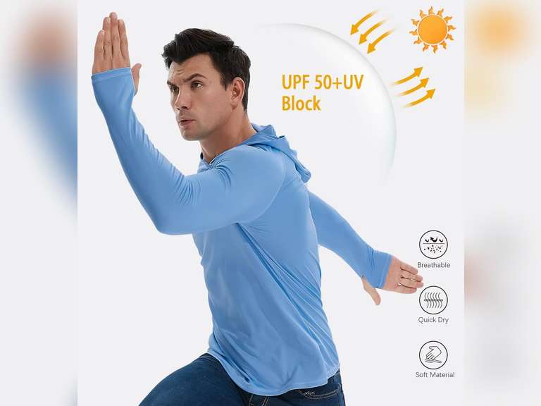 TELALEO 3/2 Pack Men's UPF 50+ Sun Protection Lightweight Hoodie Performance Long Sleeve SPF UV Shirt for Fishing Running size XL 33