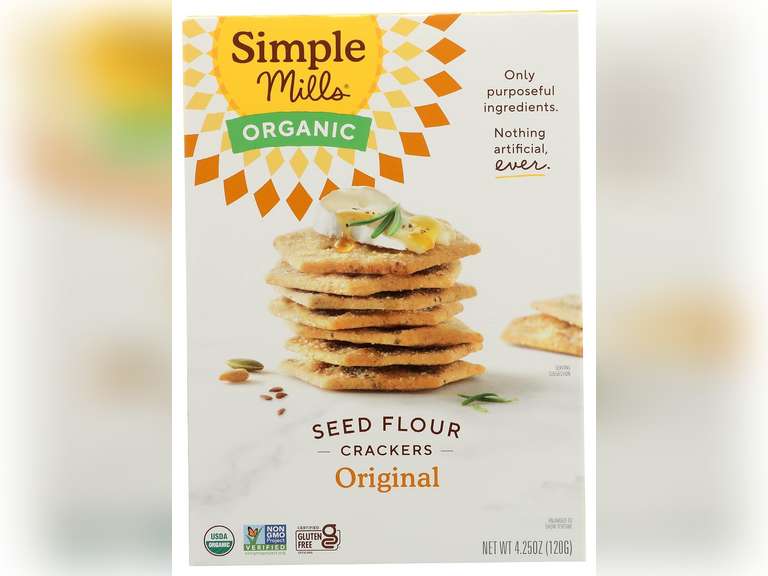 Simple Mills Organic Seed Crackers Original, 4.25 oz, Pack of 6 30