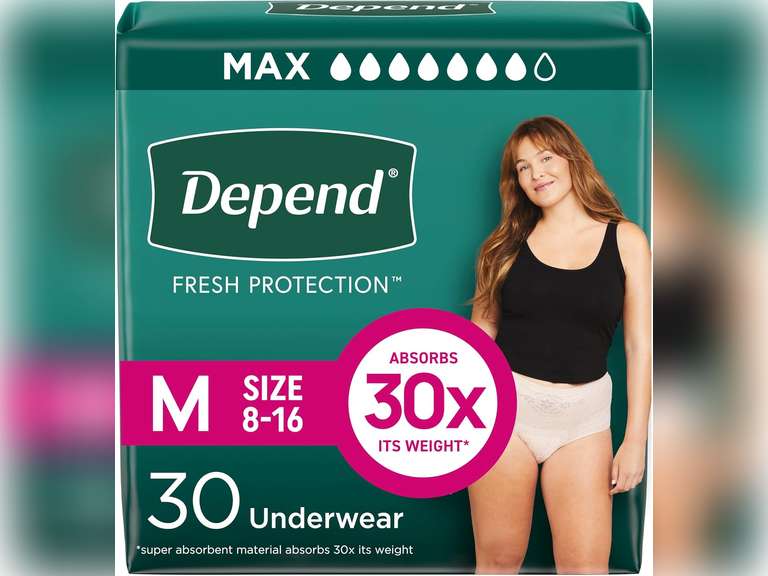 Depend Fresh Protection Adult Incontinence & Postpartum Bladder Leak Underwear for Women, Disposable, Maximum, Medium, Blush, 38 Count, Packaging May Vary 46