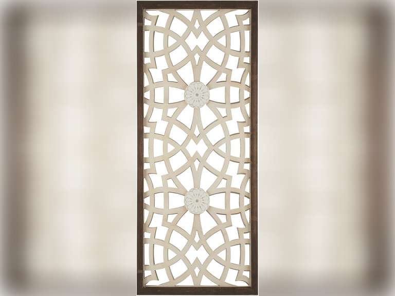 Madison Park Wall Art Living Room D cor - Damask Wood Panel Carving Hanging Decoration, Home Accent Modern Kitchen Dining Decoration, Ready to Hang Panel for Bedroom, 15.75"W x 37.75"H x 0.75"D, Wood 41