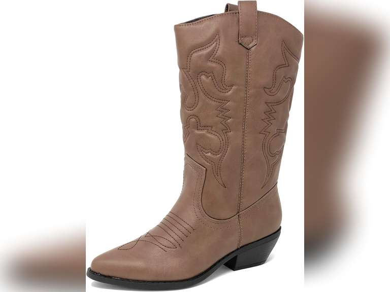 Soda Red Reno Western Cowboy Pointed Toe Knee High Pull On Tabs Boots color brown Size: 9 33