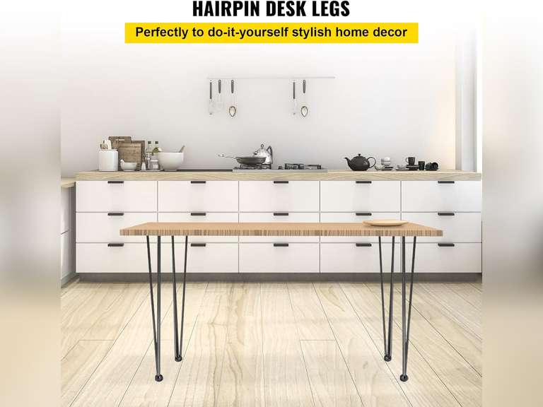 Happybuy Hairpin Table Legs 20" Black Set of 4 Desk Legs 880lbs Load Capacity (Each 220lbs) Hairpin Desk Legs 3 Rods for Bench Desk Dining End Table Chairs Carbon Steel DIY Heavy Duty Furniture Legs 30