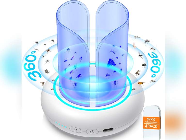 360 Flying Insect Trap with 60h USB Rechargeable Battery, Get-rid Food, Plant Fruit-Fly Killer, Night Light Catcher for Gnat, Noseeum, Flies, Housefly, Trap on Indoor House, Insectos Trampa 29