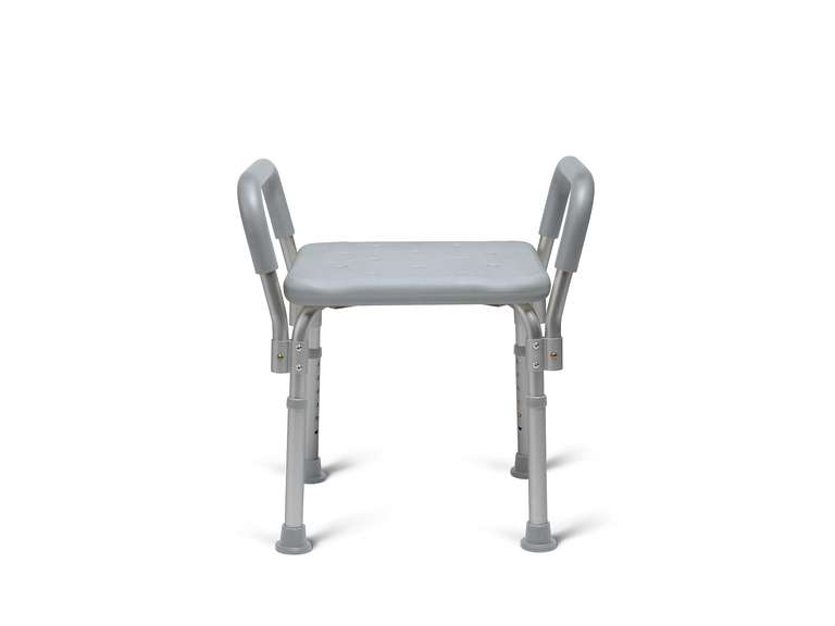 Medline Bath Bench with Arms, Shower or Bathtub Stool, Height Adjustable, Tool-Free Assembly, 350 lb. Weight Capacity, Gray 54