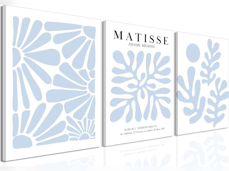yulihaz Matisse Flower Wall Art Framed 16x24 inch Set of 3 Abstract Minimalist Light Blue and White Henri Matisse Canvas Posters Prints Aesthetic Pictures Wall Decor Large Gallery Home Decoration 54