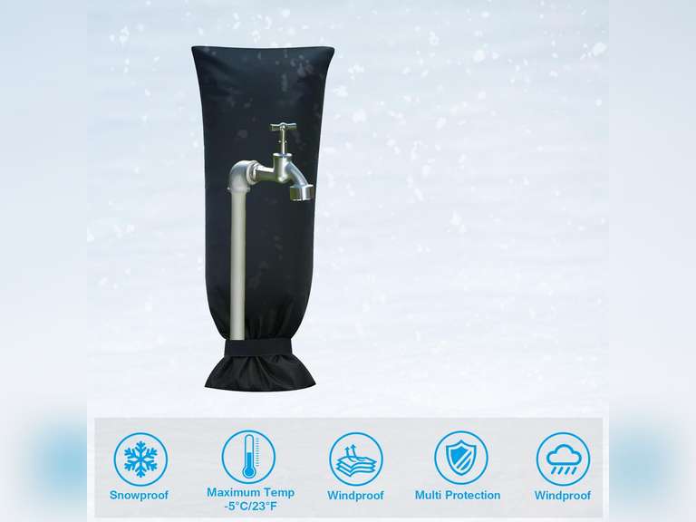 Outdoor Faucet Covers for Winter Extra Large, Actgan 25"H x 13"W Thickened Outside Garden Spigot Cover for Freeze Protection, Reusable Insulated Hose Bibs Faucet Socks, 1 Pack, Black 30