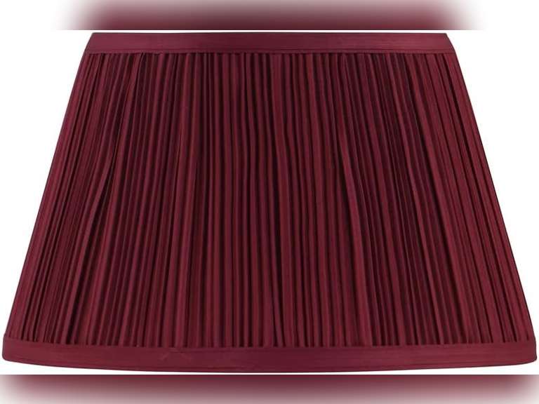 Aspen Creative 59204, Mushroom Pleated Rich Red Shade, 7-7/8" Top x 11-3/4" Bottom x 7-1/2" Slant/Slip UNO 33mm 40