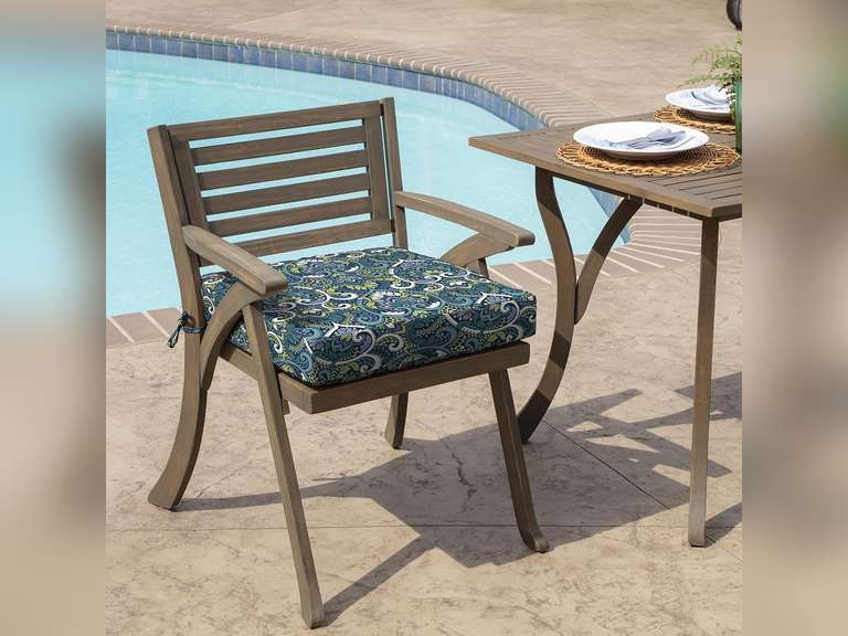 Arden Selections Outdoor Seat Cushion 21 x 21, Sapphire Aurora Blue Damask 45
