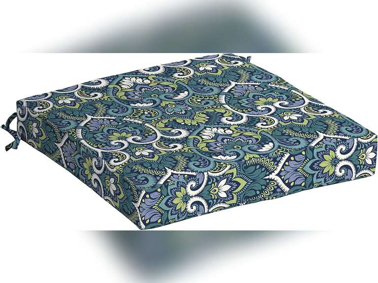 Arden Selections Outdoor Seat Cushion 21 x 21, Sapphire Aurora Blue Damask 45