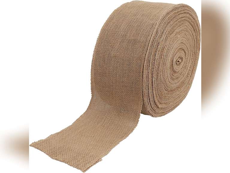 KINJOEK 6 Inch Wide 54 Yards Burlap Ribbon, Natural Jute Fabric Ribbon Crafts Ribbon for Christmas Wedding Gifts Burlap Fabric DIY for Decoration 33
