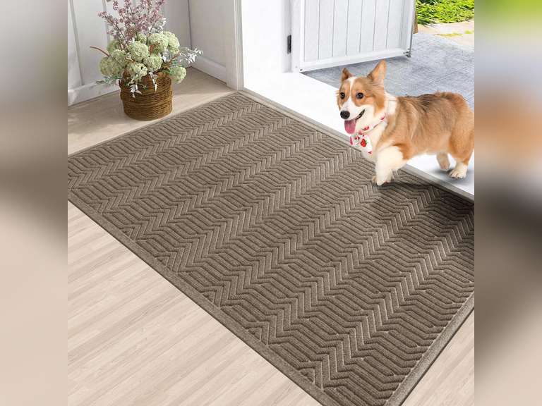 Door Mat Indoor Entrance, Sturdy Front Door Mat Outdoor, Absorbent Muddy Dirt Resist Welcome Door Mats, Non-Slip Backing Entry Mat Doormat for Entryway, Fade and Stain Resistant, 47x32 Inch, Brown 40
